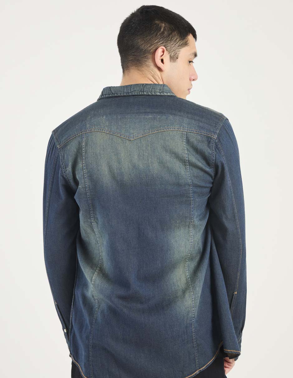 Sobrecamisa casual de algodón manga larga para hombre 2