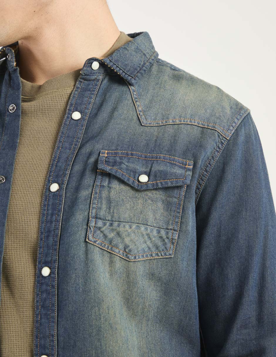 Sobrecamisa casual de algodón manga larga para hombre 4