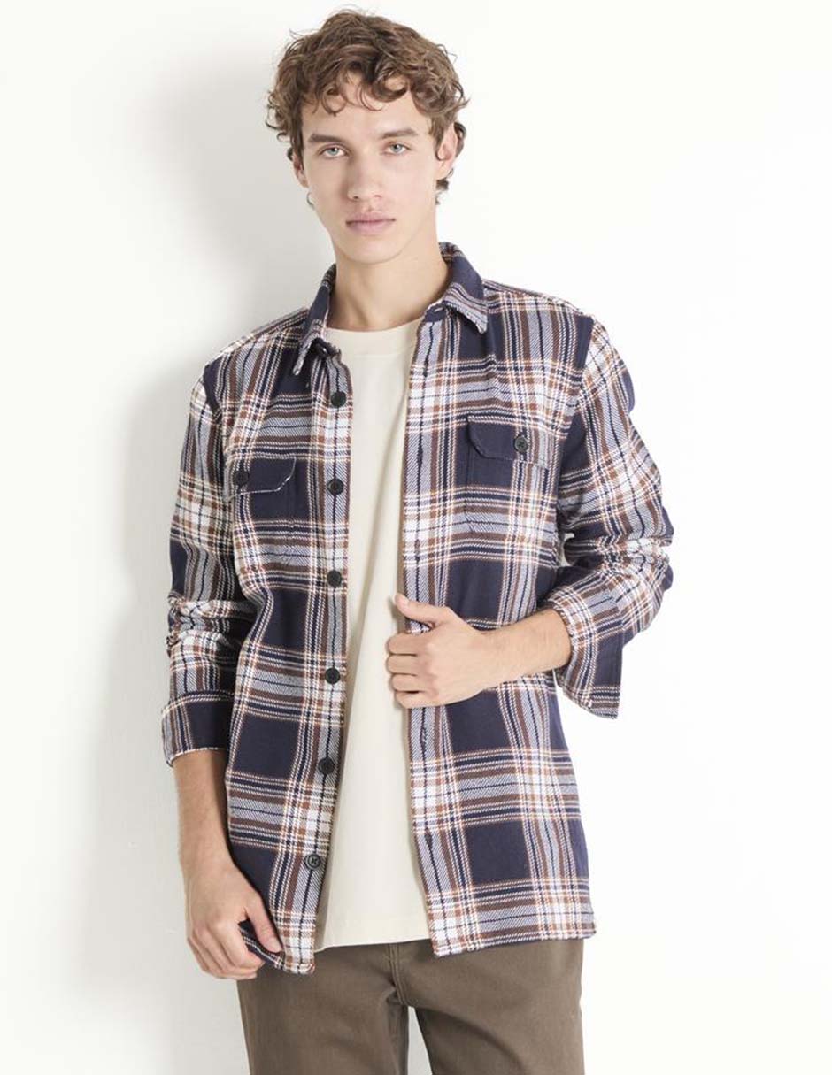 Camisa casual de algodón manga larga para hombre