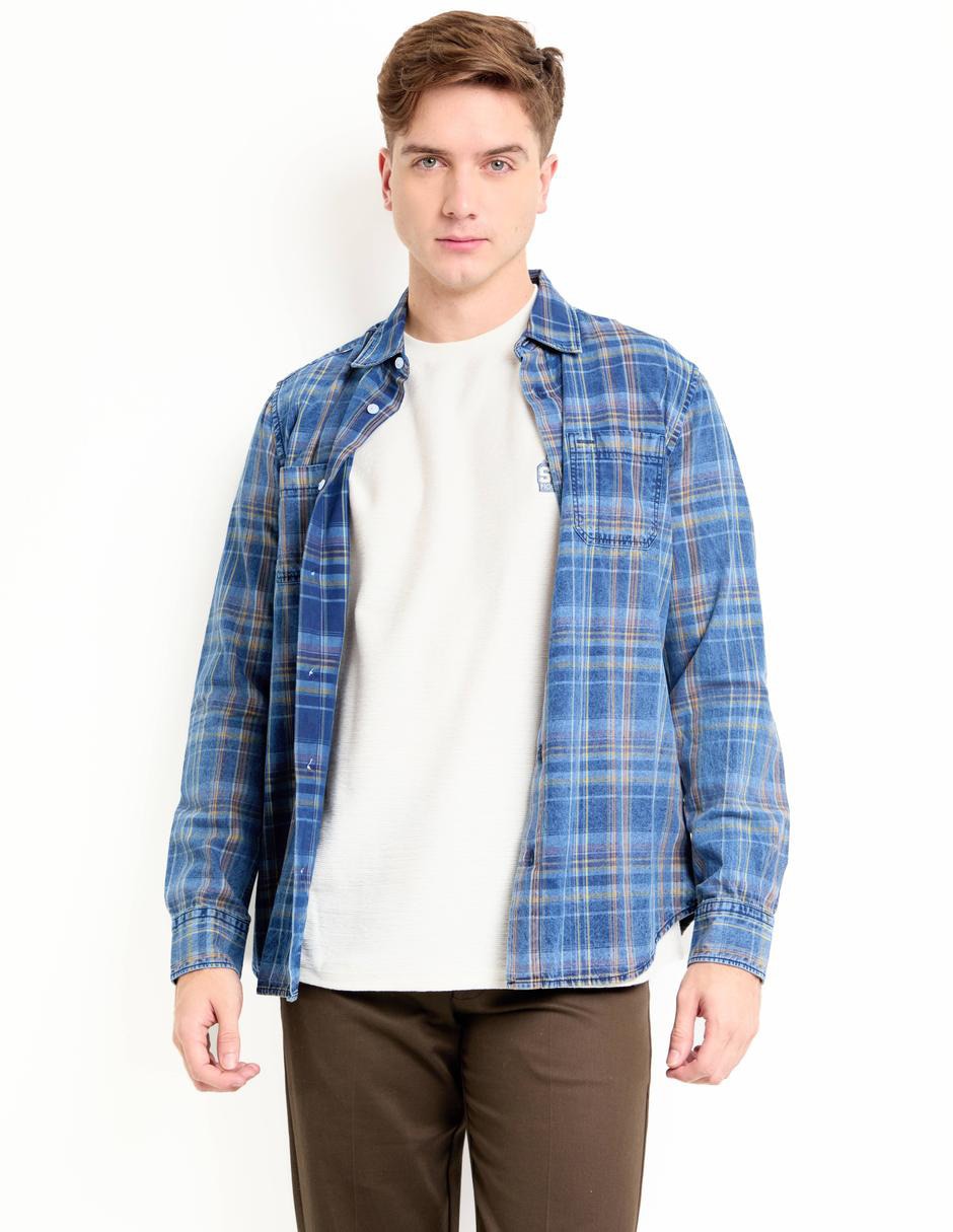 Camisa casual de algodón manga larga para hombre