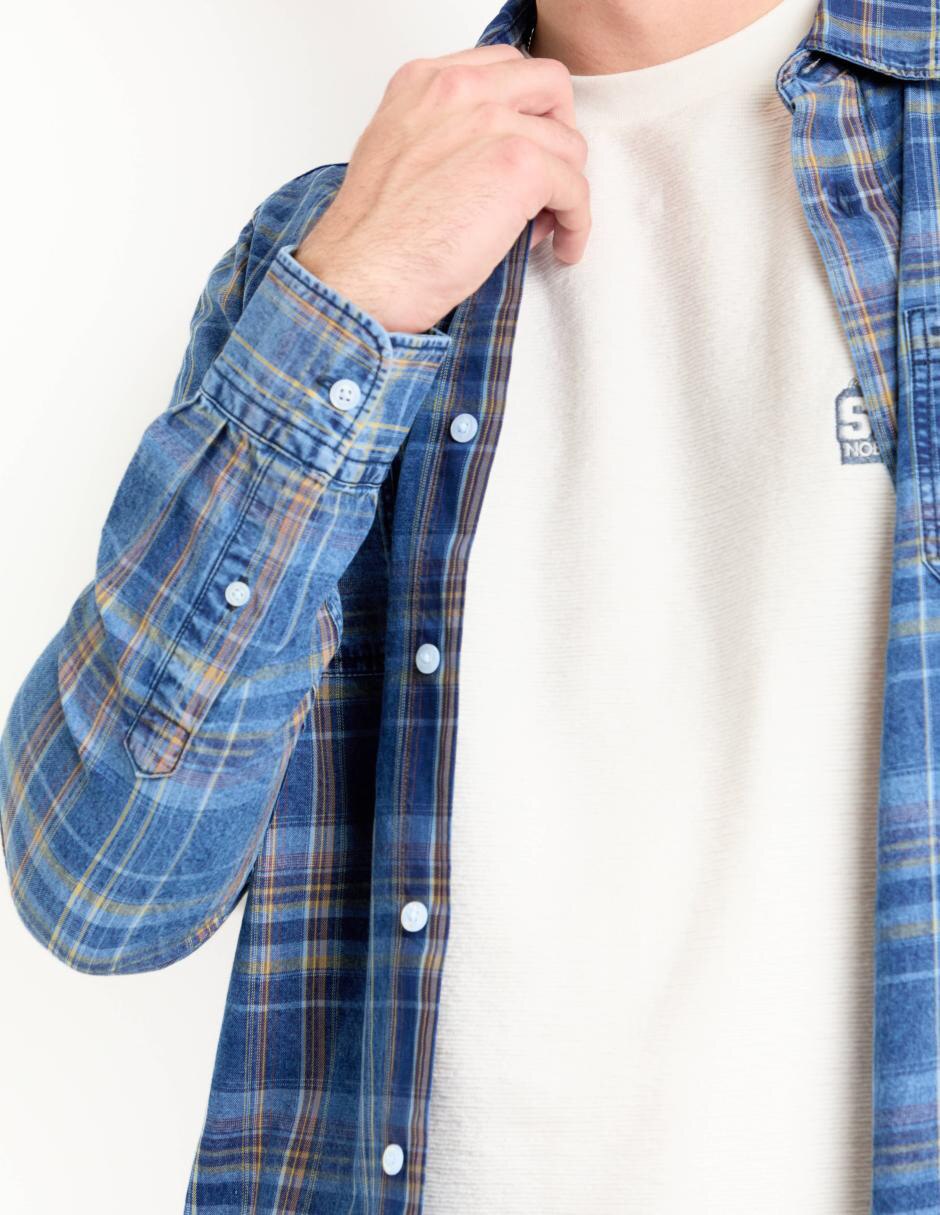 Camisa casual de algodón manga larga para hombre 4