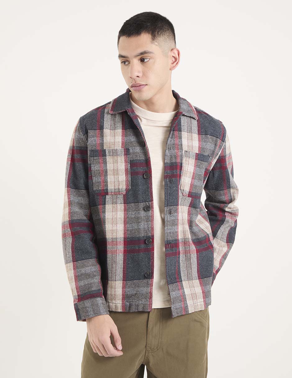 Camisa casual de algodón manga larga para hombre