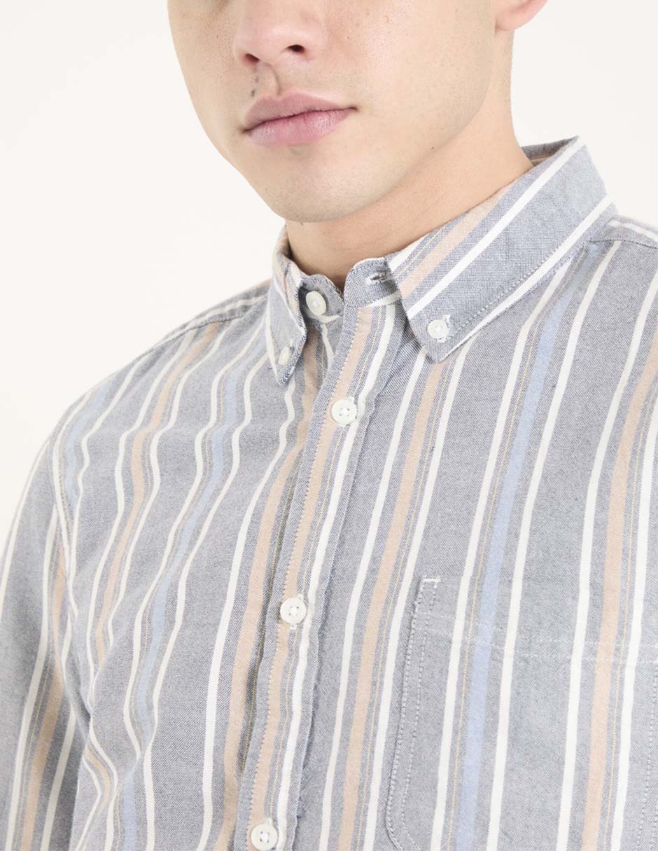 Camisa casual manga larga para hombre 4