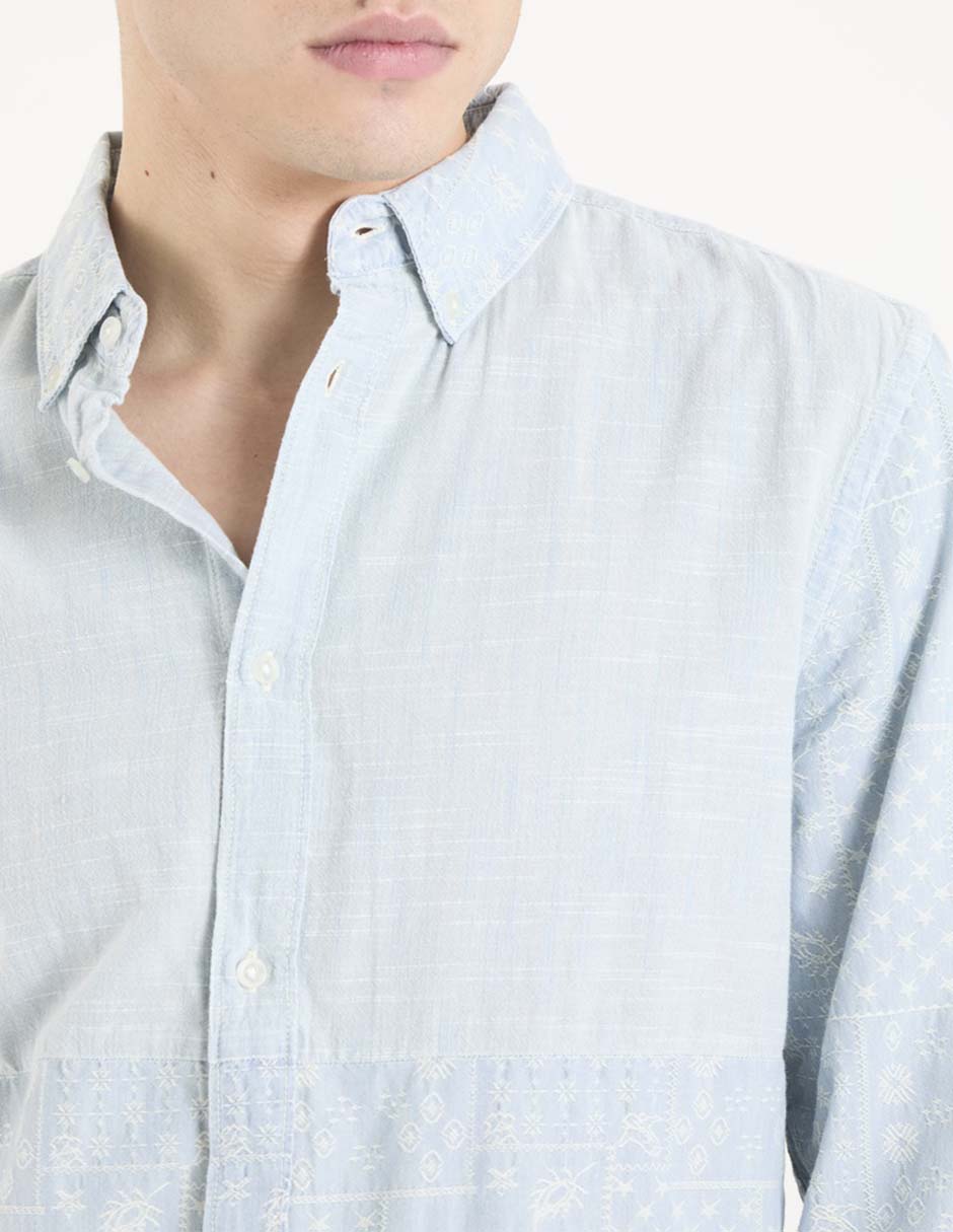 Camisa de vestir de algodón manga larga para hombre 4
