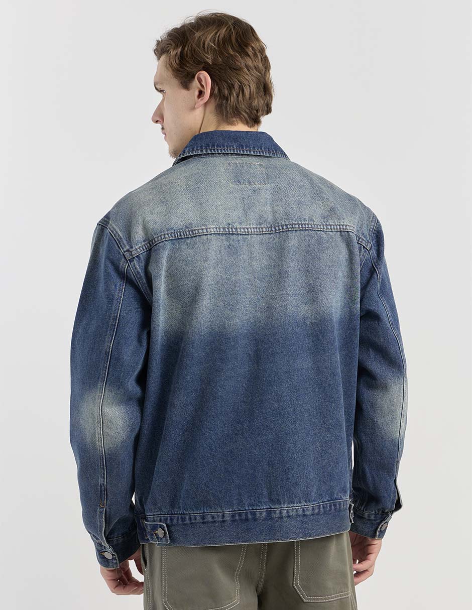 Chamarra denim de algodón con bolsillos para hombre 2