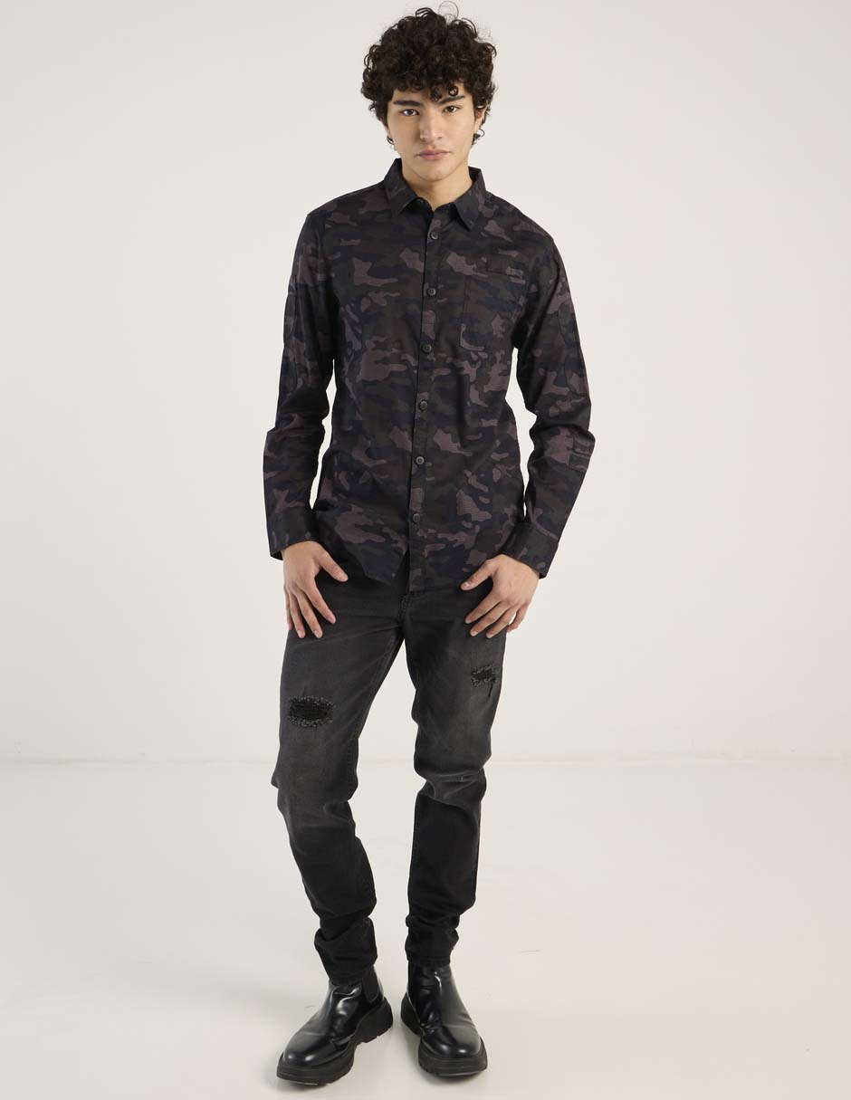 Camisa casual de algodón manga larga para hombre 3