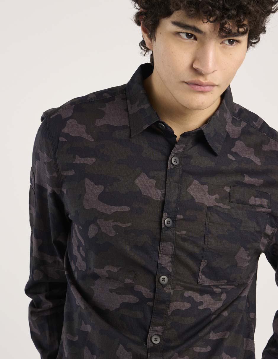 Camisa casual de algodón manga larga para hombre 4