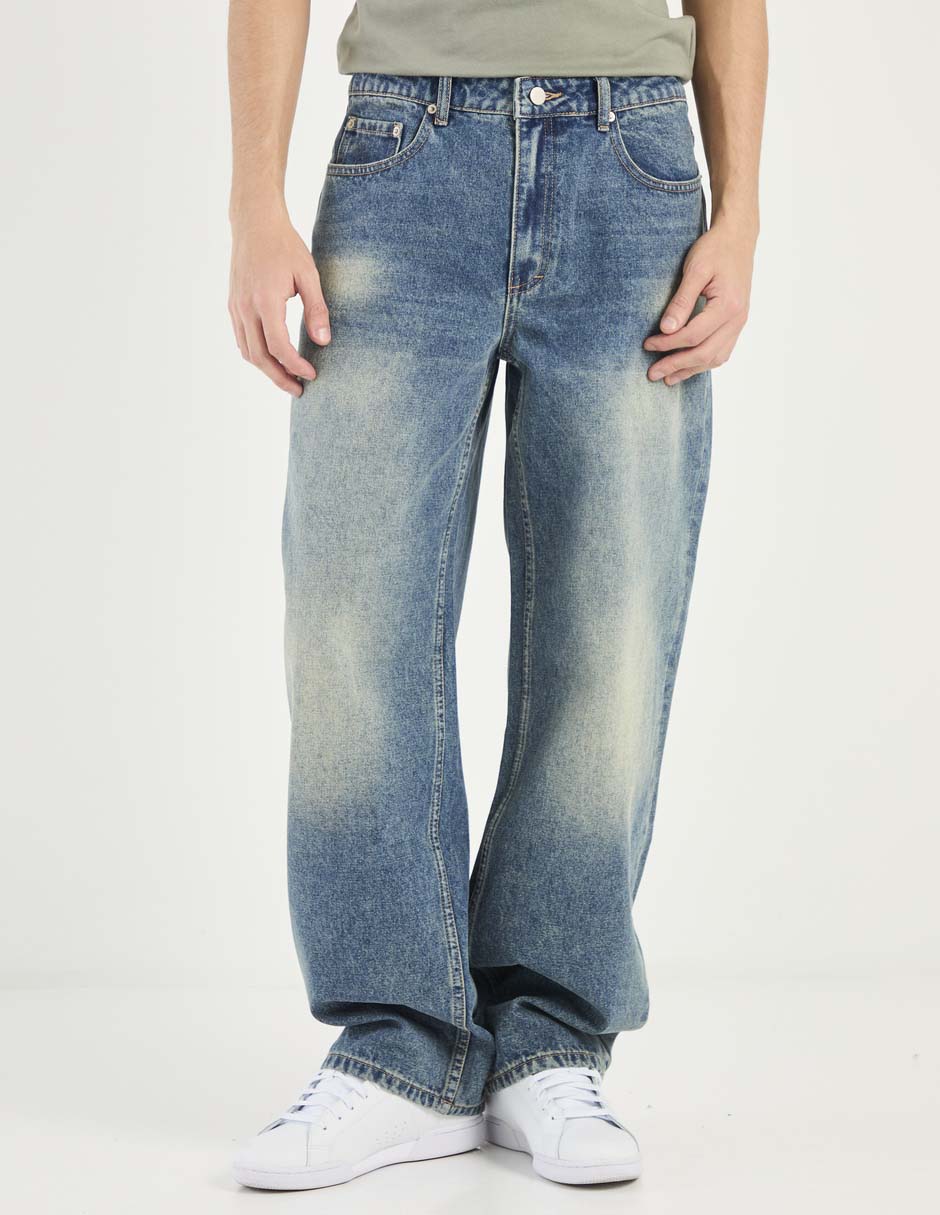Jeans relaxed straight deslavado para hombre