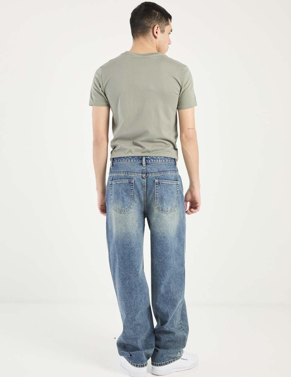 Jeans relaxed straight deslavado para hombre 2