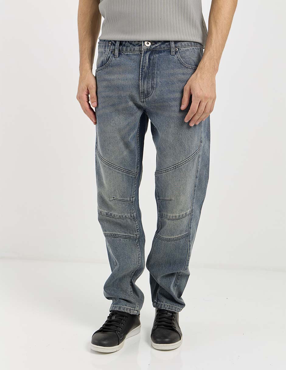 Jeans straight deslavado para hombre