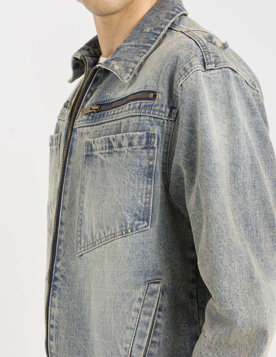 Chamarra denim de mezclilla con bolsillos para hombre 4