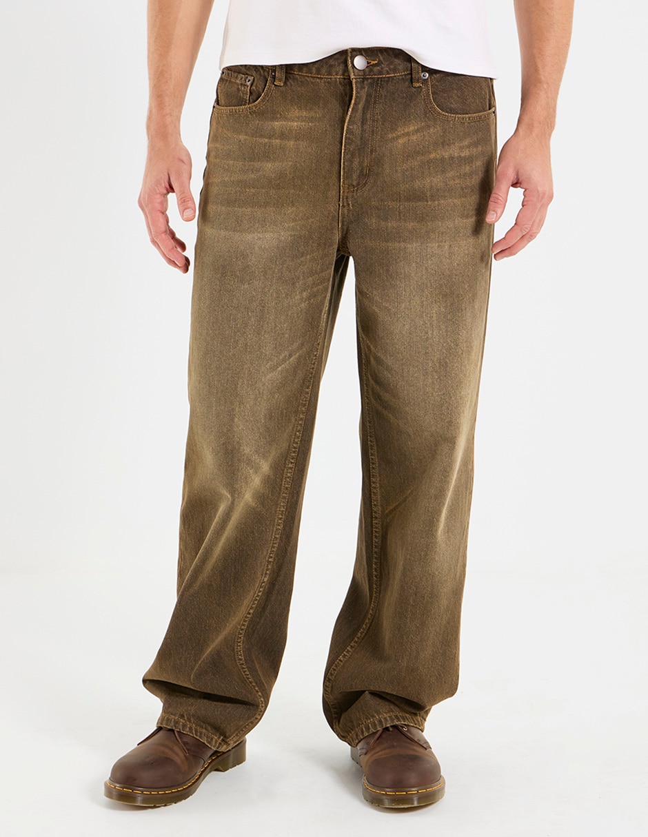 Jeans straight deslavado para hombre