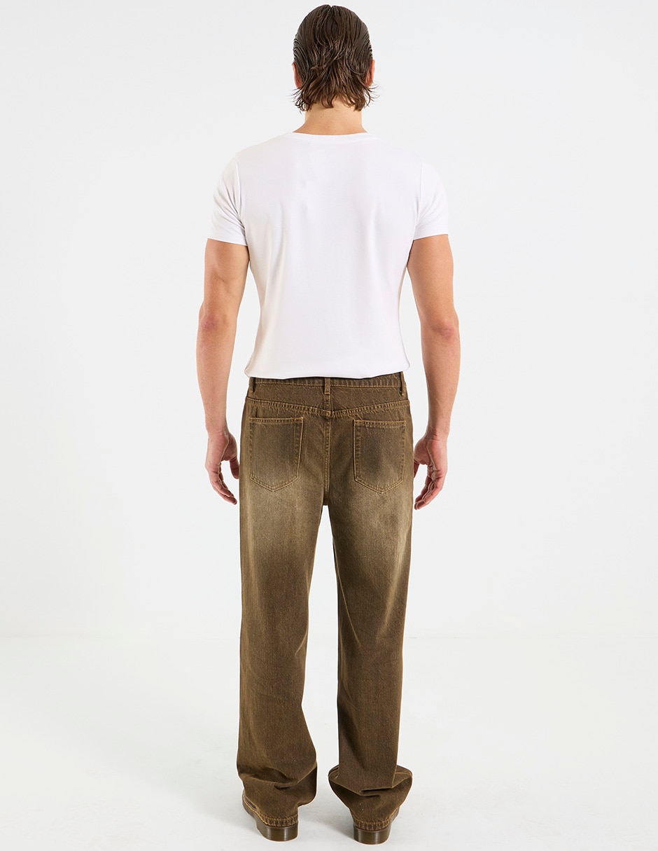 Jeans straight deslavado para hombre 2