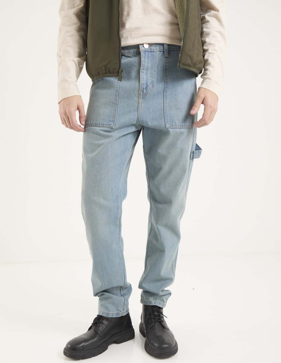Jeans carpenter straight lavado sand blast para hombre