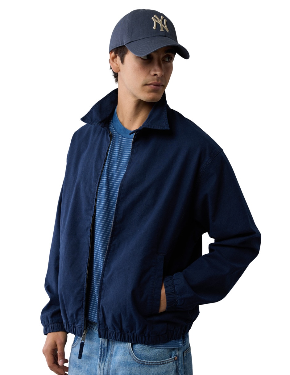 Chamarra casual de material lino para hombre