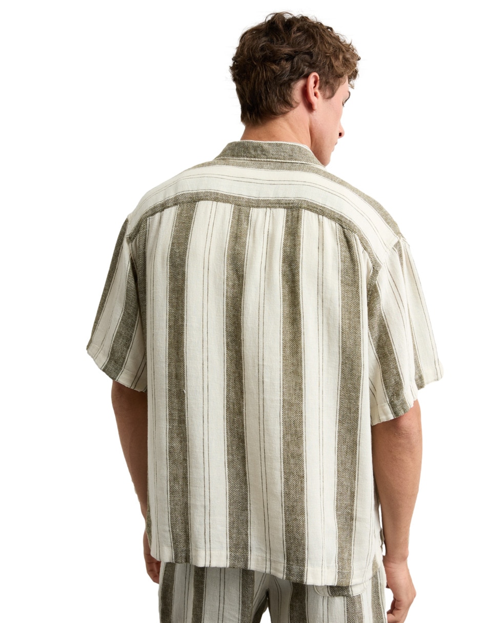 Camisa casual de lino manga corta para hombre 2