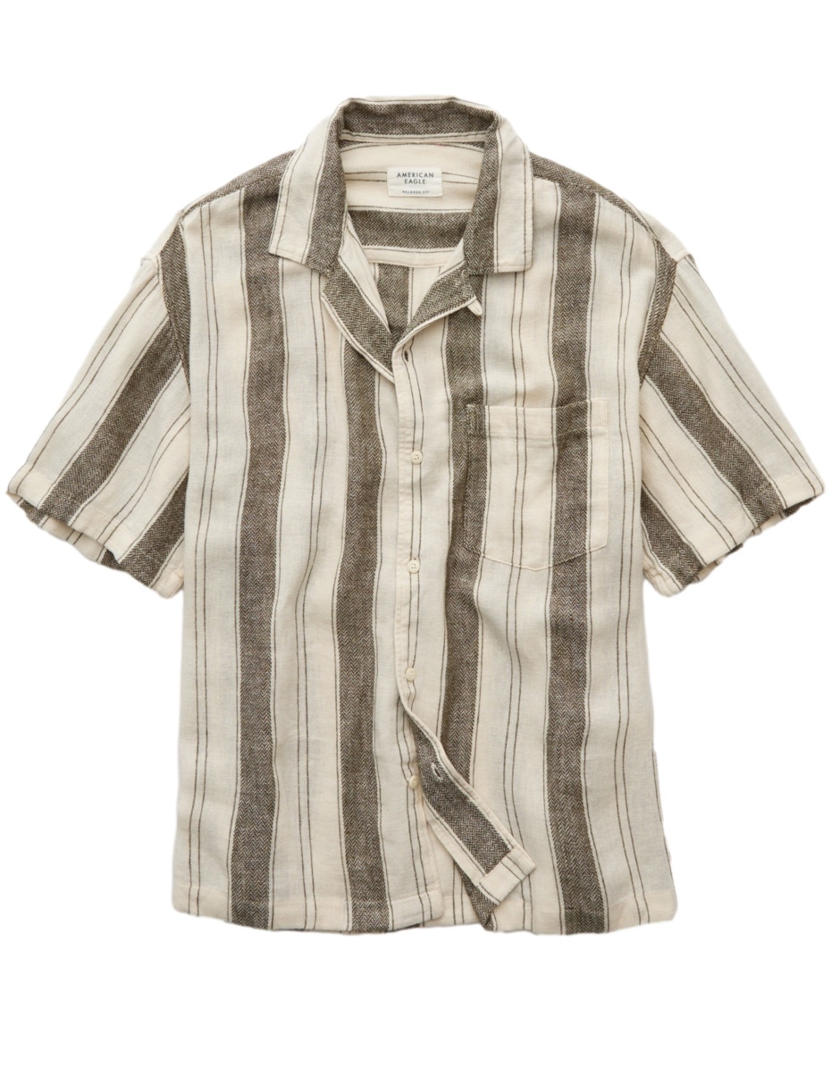 Camisa casual de lino manga corta para hombre 3