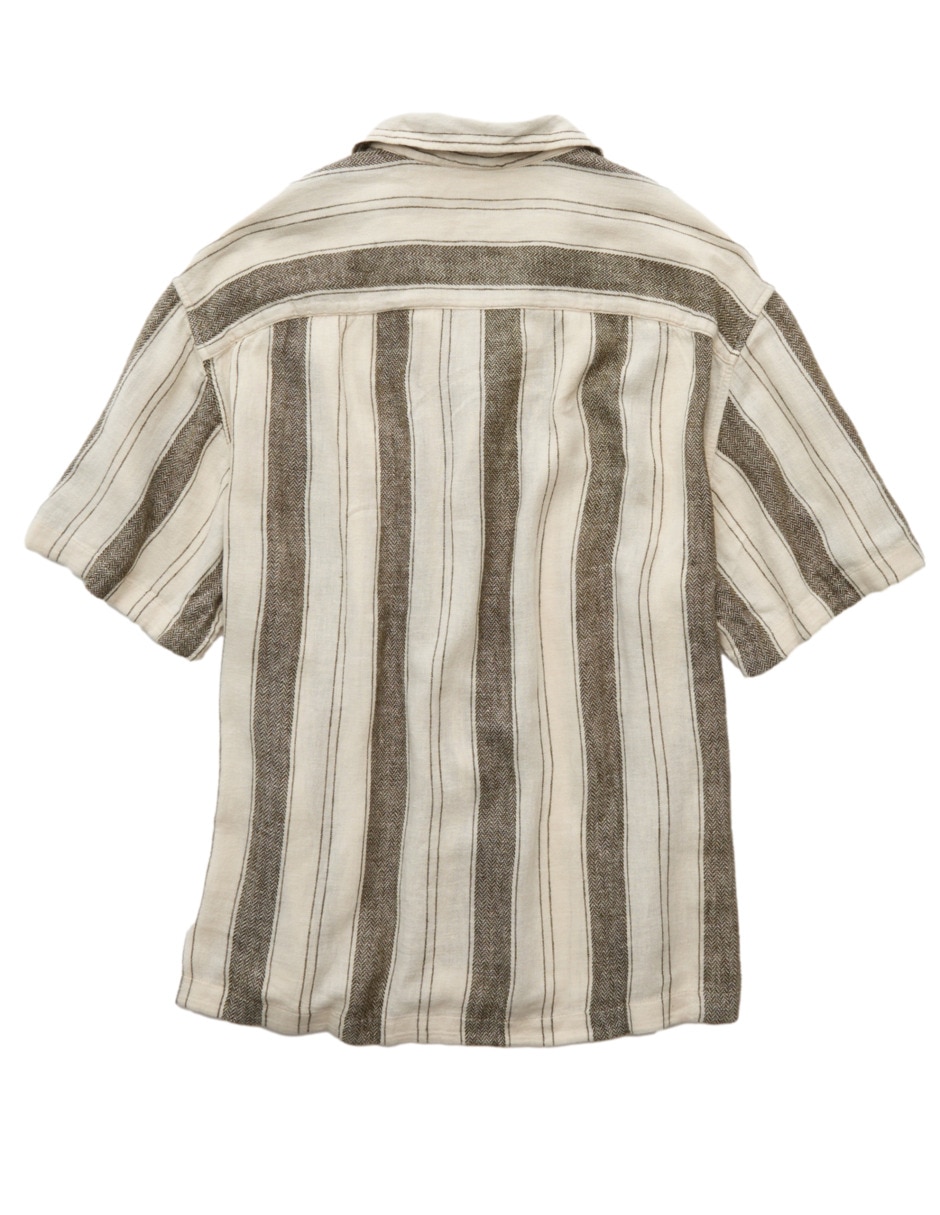 Camisa casual de lino manga corta para hombre 4