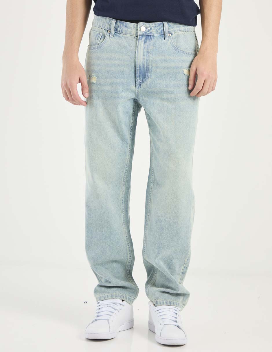 Jeans straight lavado stone wash para hombre