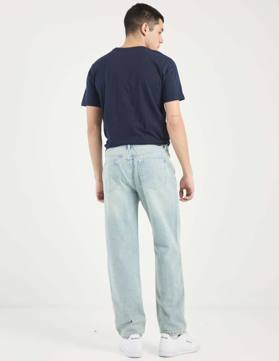 Jeans straight lavado stone wash para hombre 2