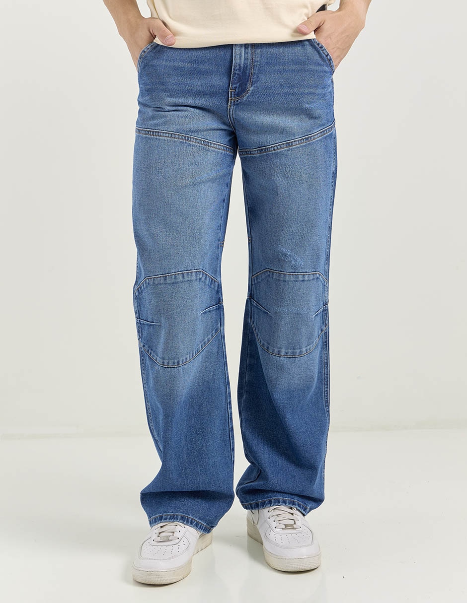 Jeans straight lavado claro para hombre