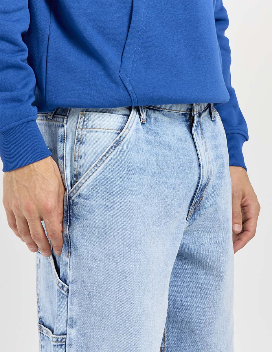 Jeans relaxed straight lavado stone wash para hombre 4