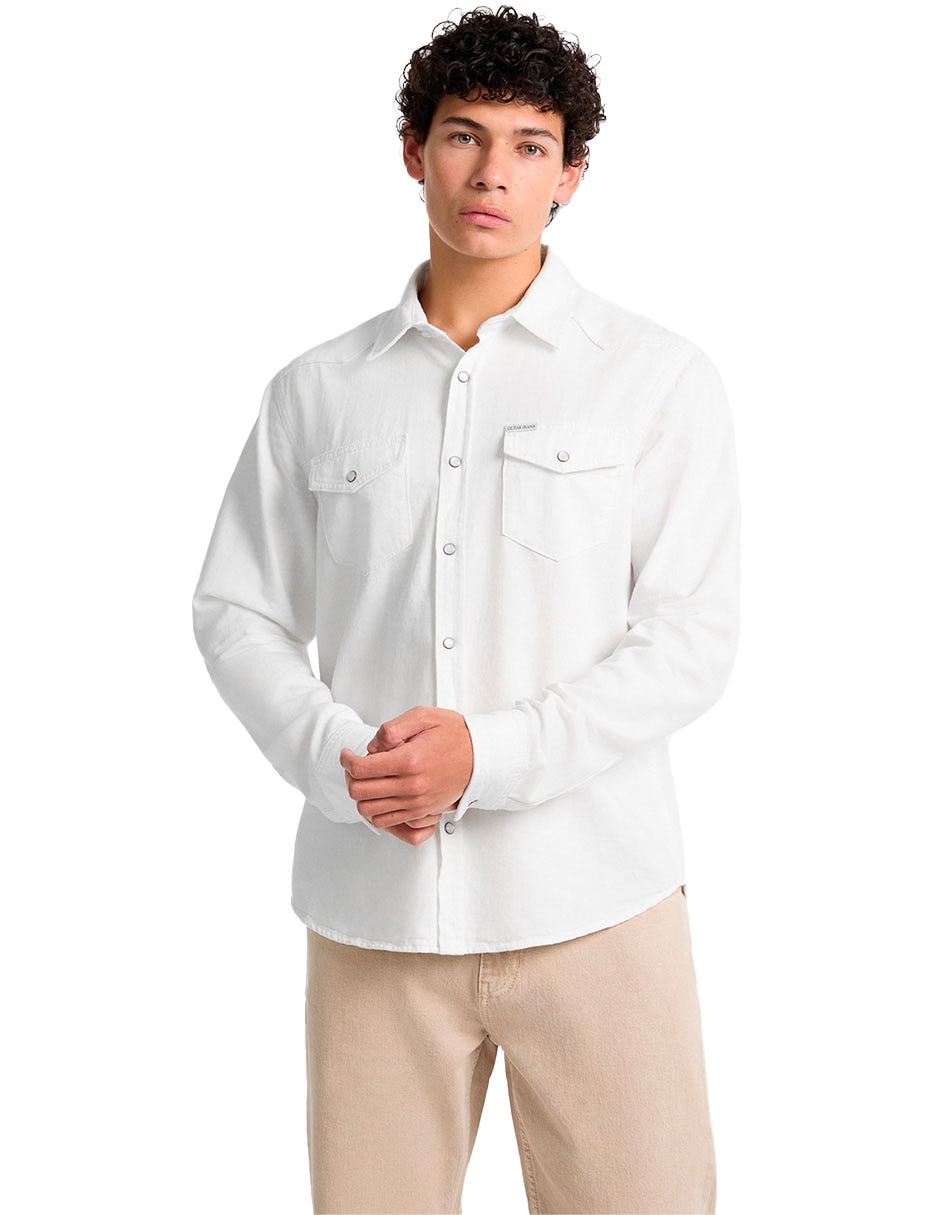 Camisa casual de algodón manga larga para hombre Camisa casual de algodón manga larga para hombre