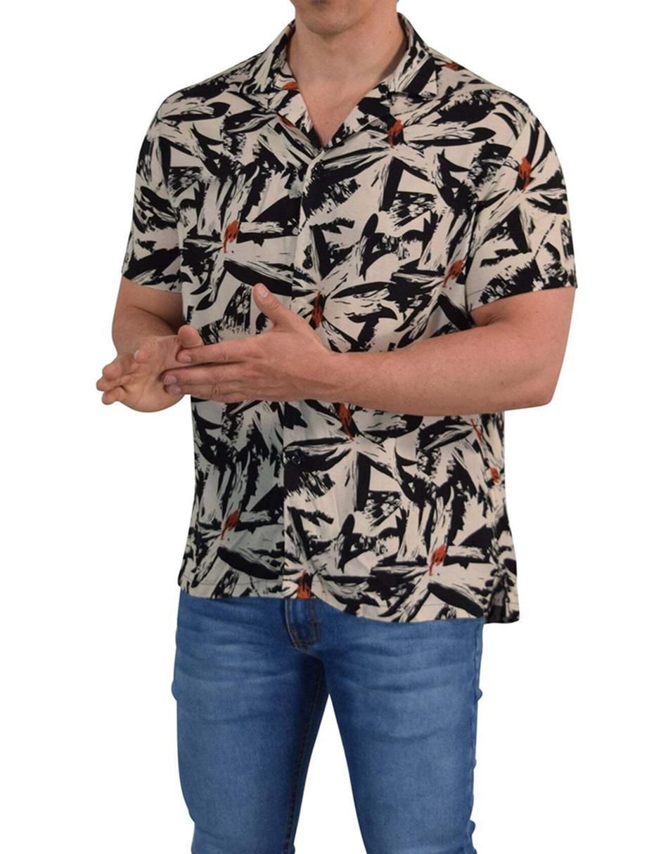 "camisa/sobrecamisa" casual john leopard "de" (si aplica) algodón "manga" corta "para hombre"