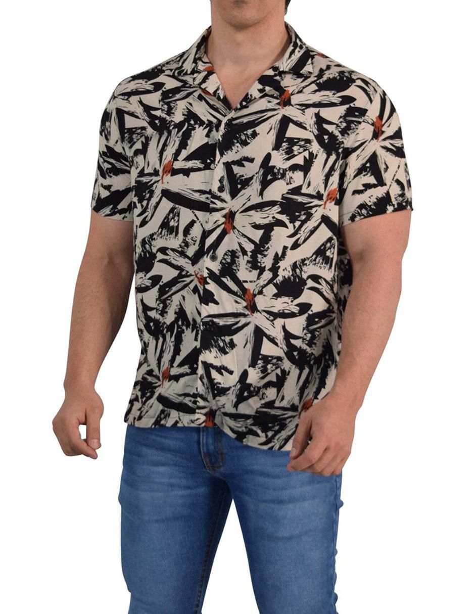 "camisa/sobrecamisa" casual john leopard "de" (si aplica) algodón "manga" corta "para hombre"