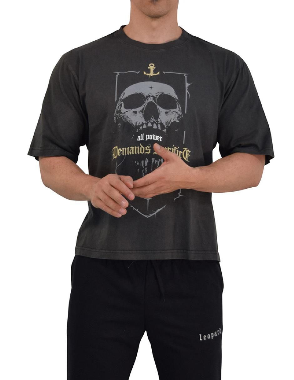 Playera boxy fit cuello redondo para hombre