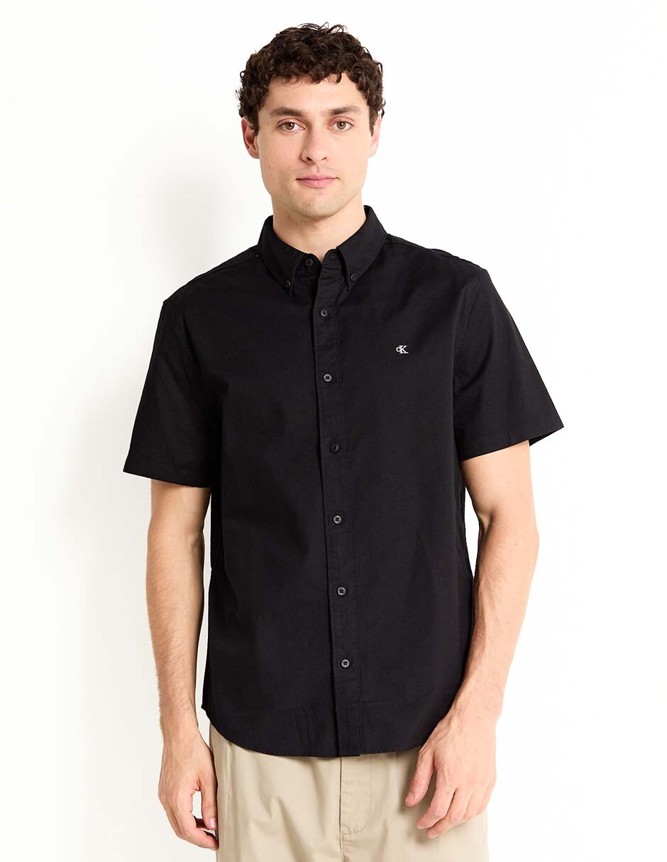 Camisa Negra Camisas De Calvin Klein Camisa Negra De Corte Slim De Popelina  Elástica De Calvin, image size:940x1215