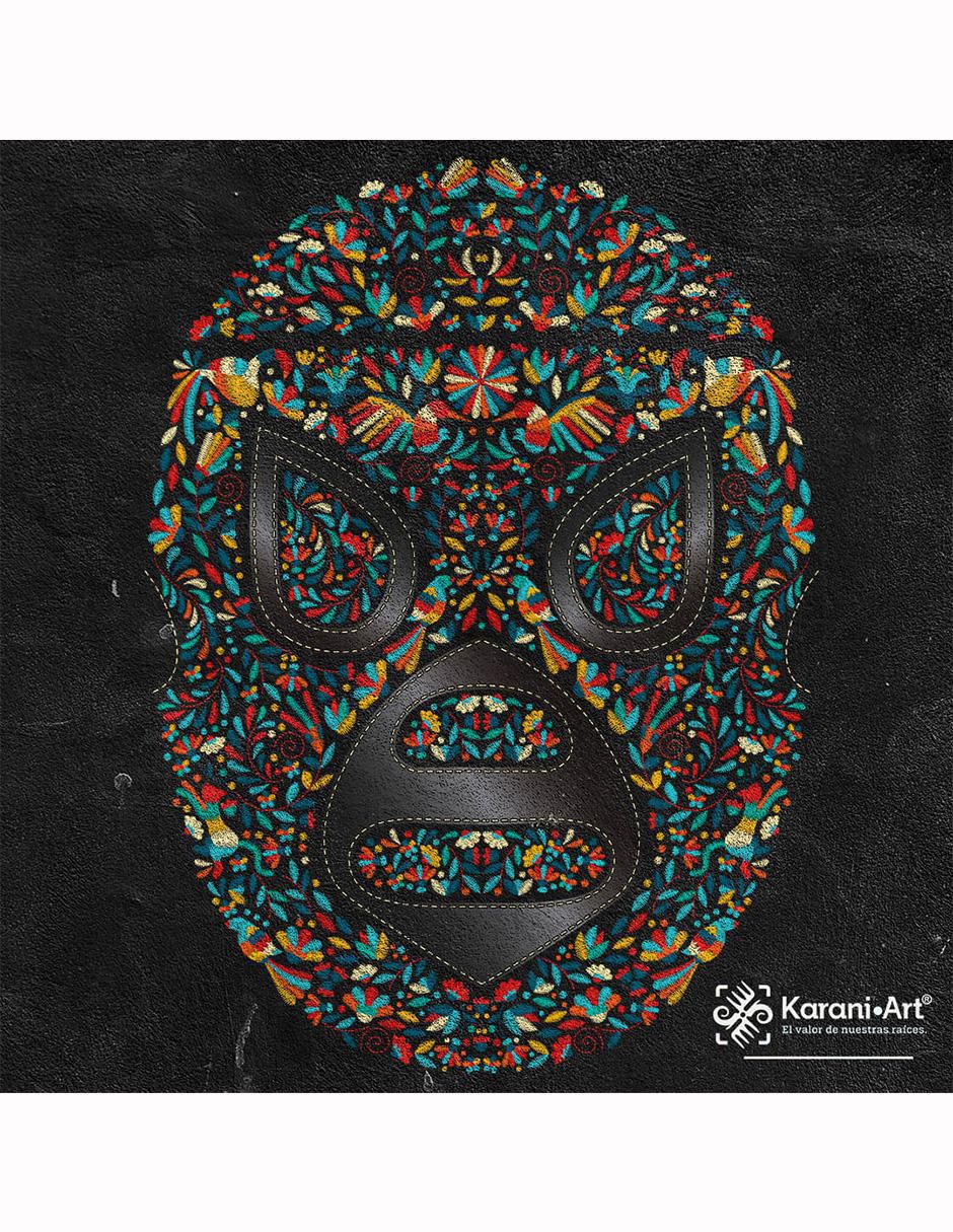 Playera luchador otomi estilo mexicano cuello redondo para hombre 2