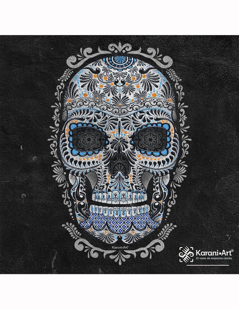 Playera calavera talavera estilo mexicano cuello redondo para hombre 2