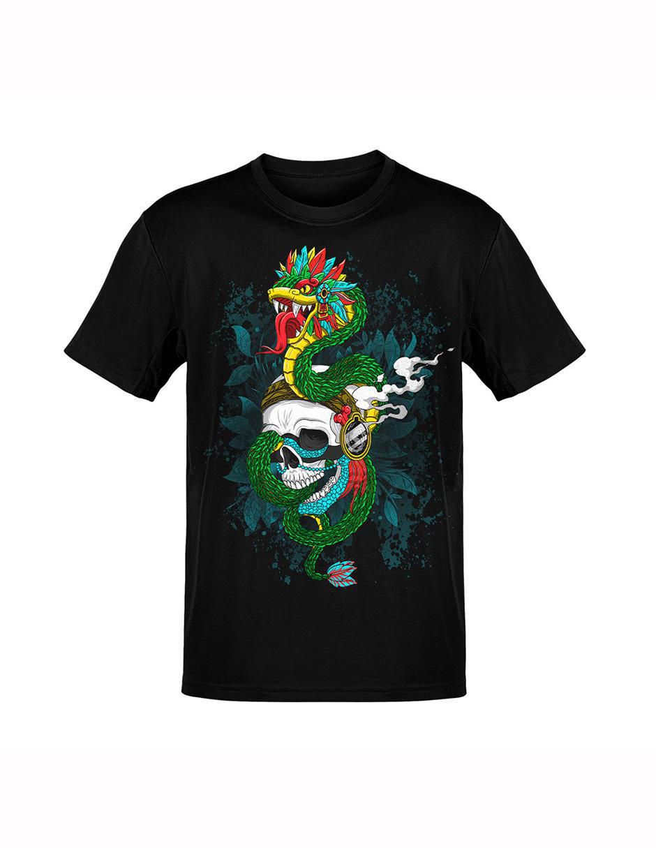 Playera yoatzin estilo mexicano cuello redondo para hombre