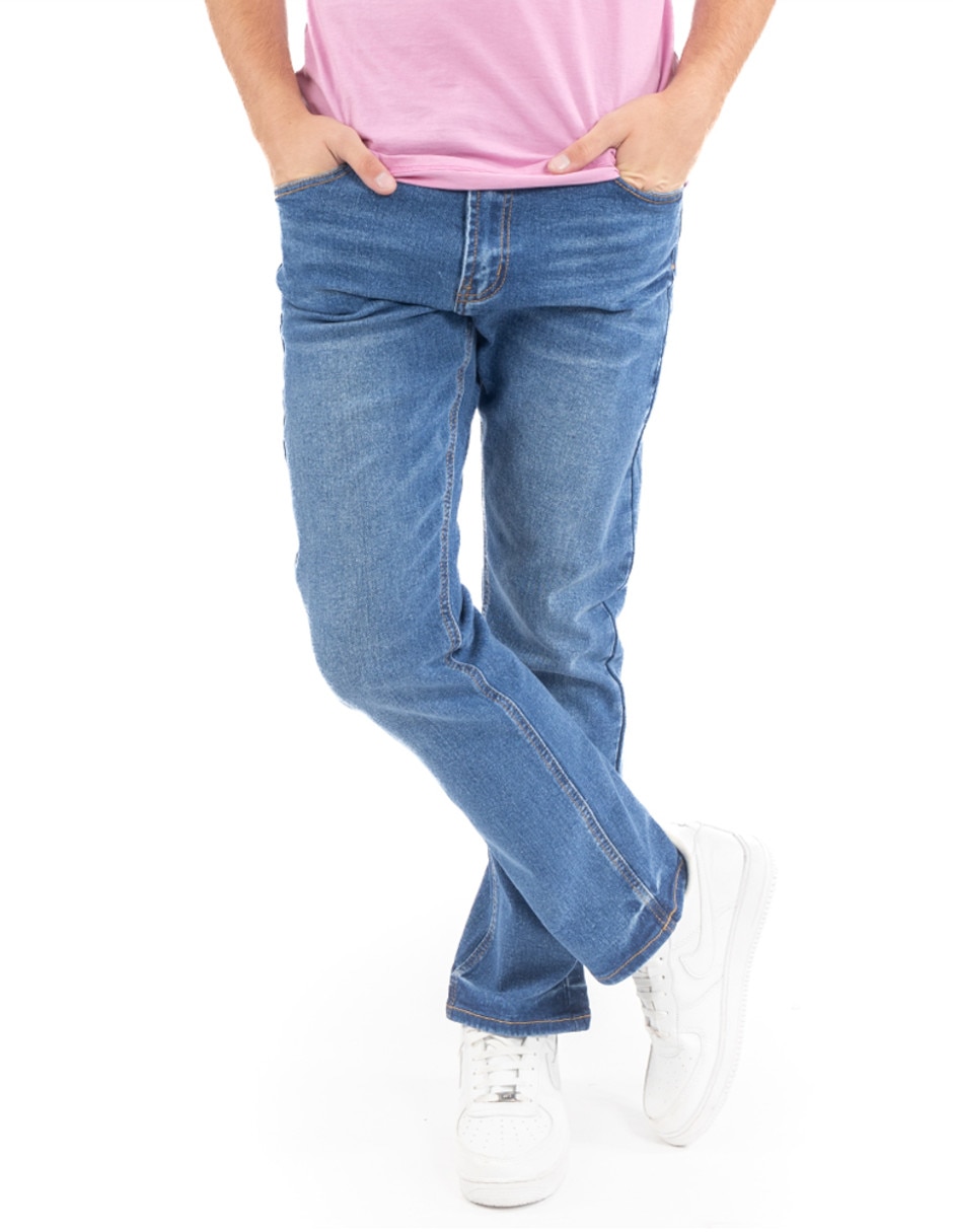 Jeans straight lavado medio para hombre