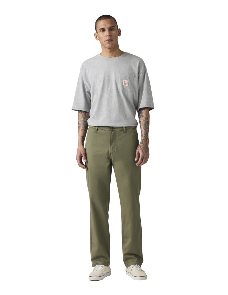 Pantalón chino recto de algodón para hombre