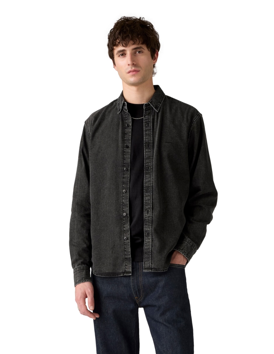 Camisa casual de algodón manga larga para hombre