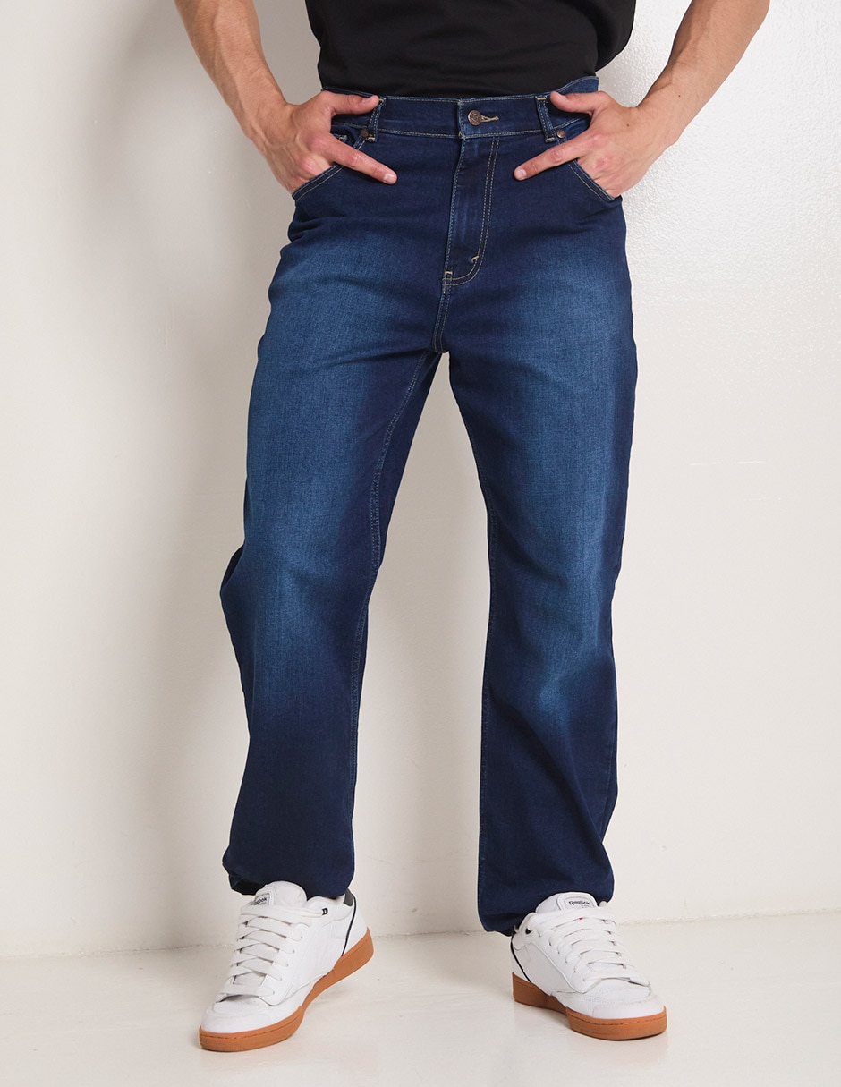 Jeans straight lavado obscuro para hombre