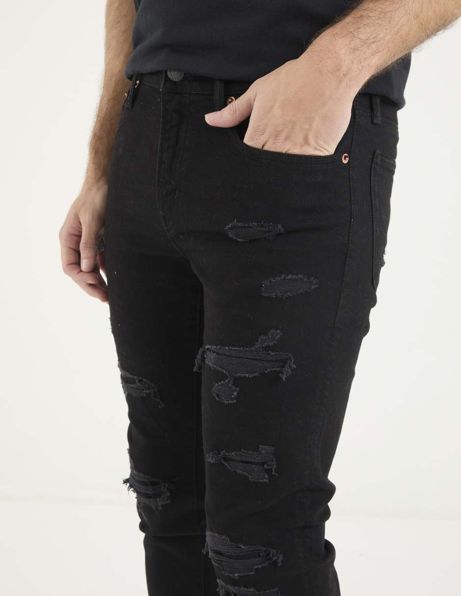 Jeans skinny lavado obscuro para hombre 4