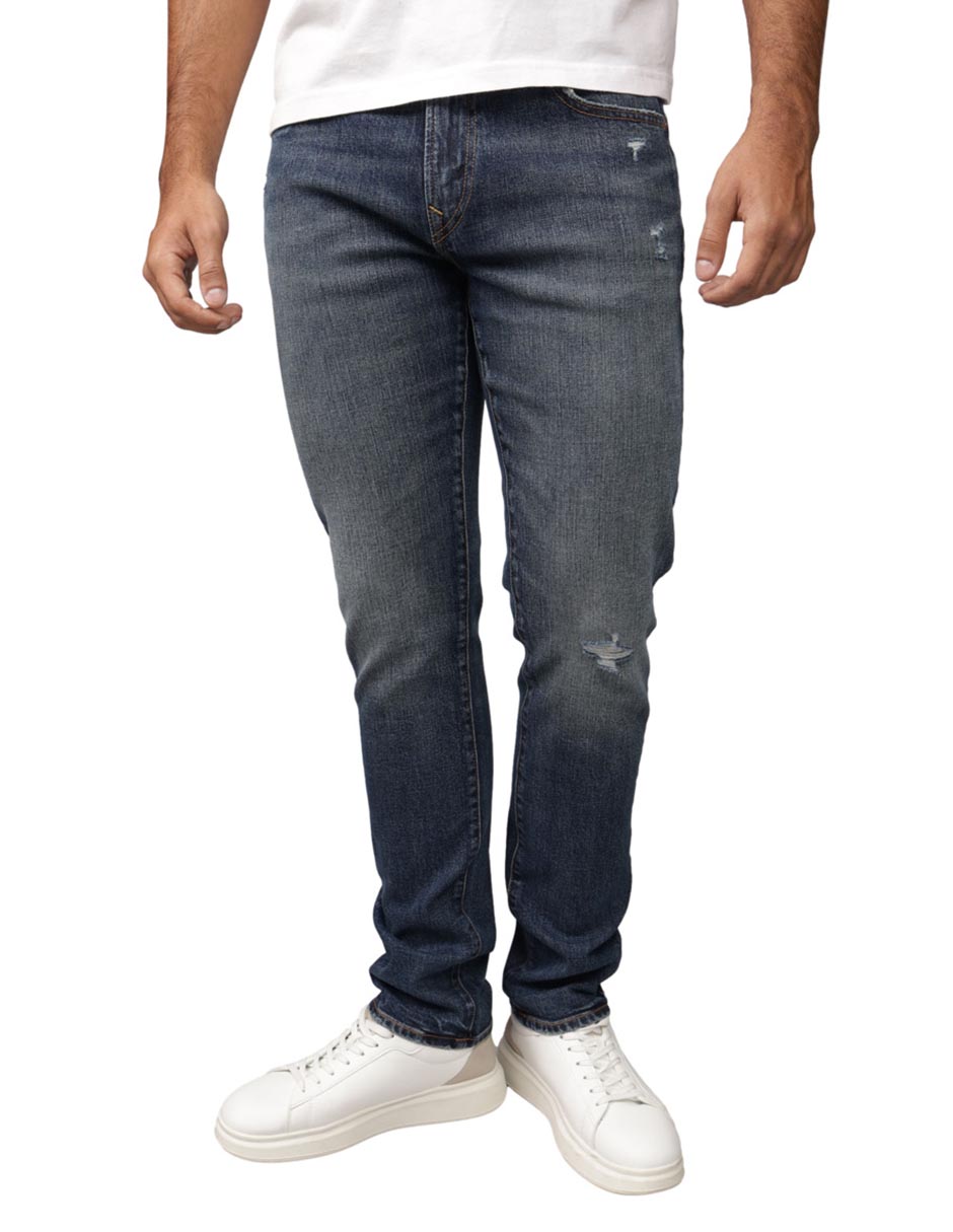 Jeans slim lavado desgastado para hombre