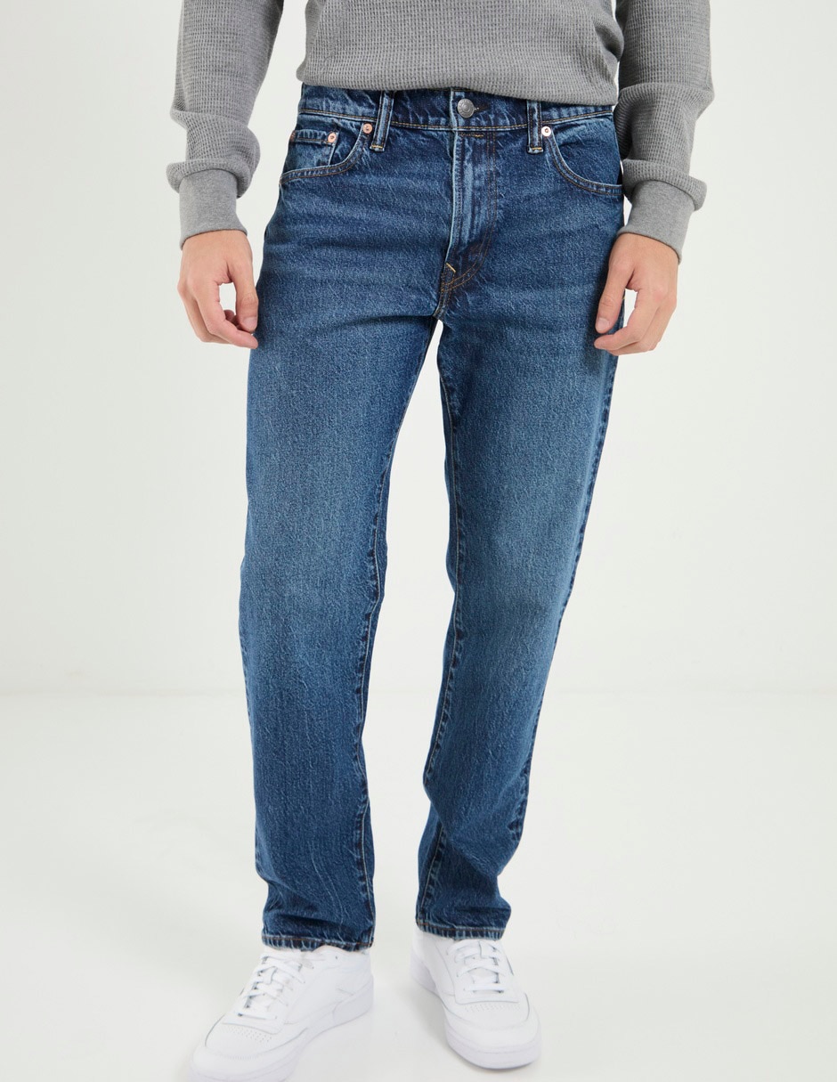 Jeans straight Mens Slim Straig deslavado para hombre