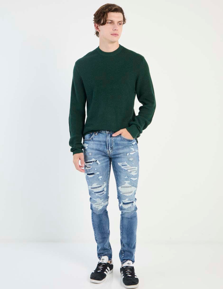 Jeans skinny lavado desgastado para hombre 3