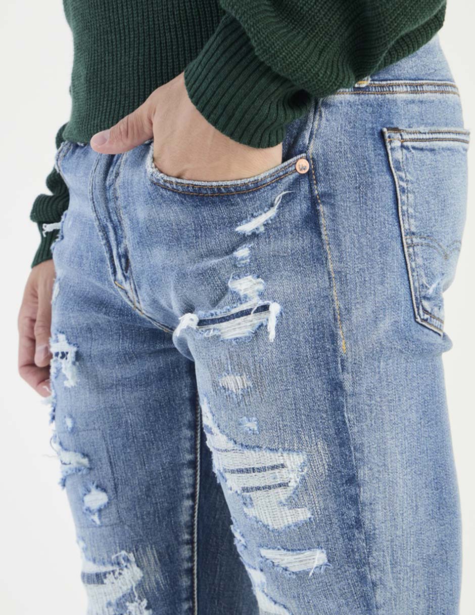 Jeans skinny lavado desgastado para hombre 4