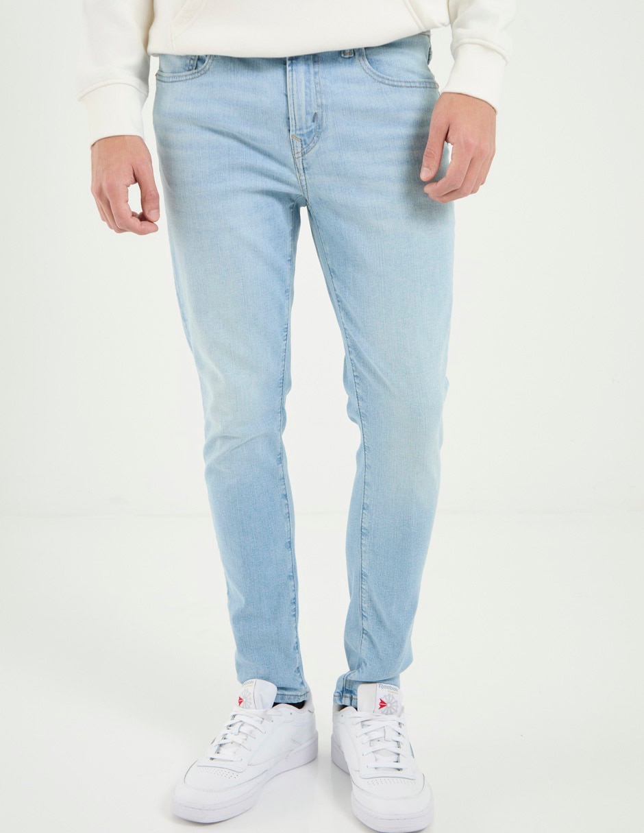 Jeans skinny lavado claro para hombre
