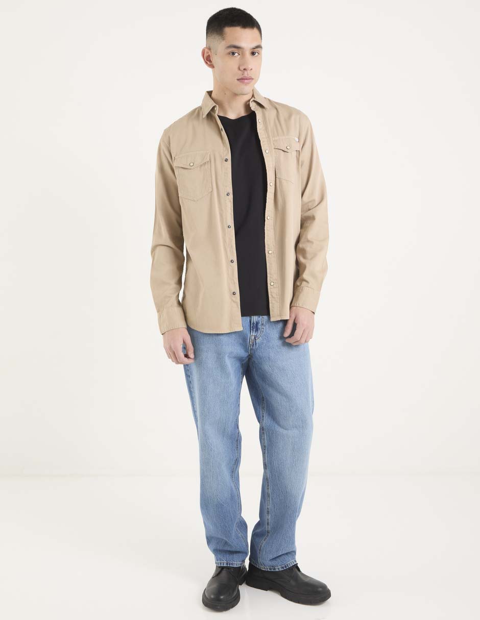 Jeans straight lavado claro para hombre 3