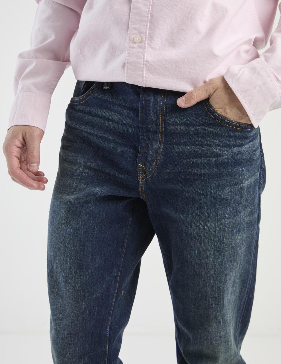 Jeans straight lavado medio para hombre 4