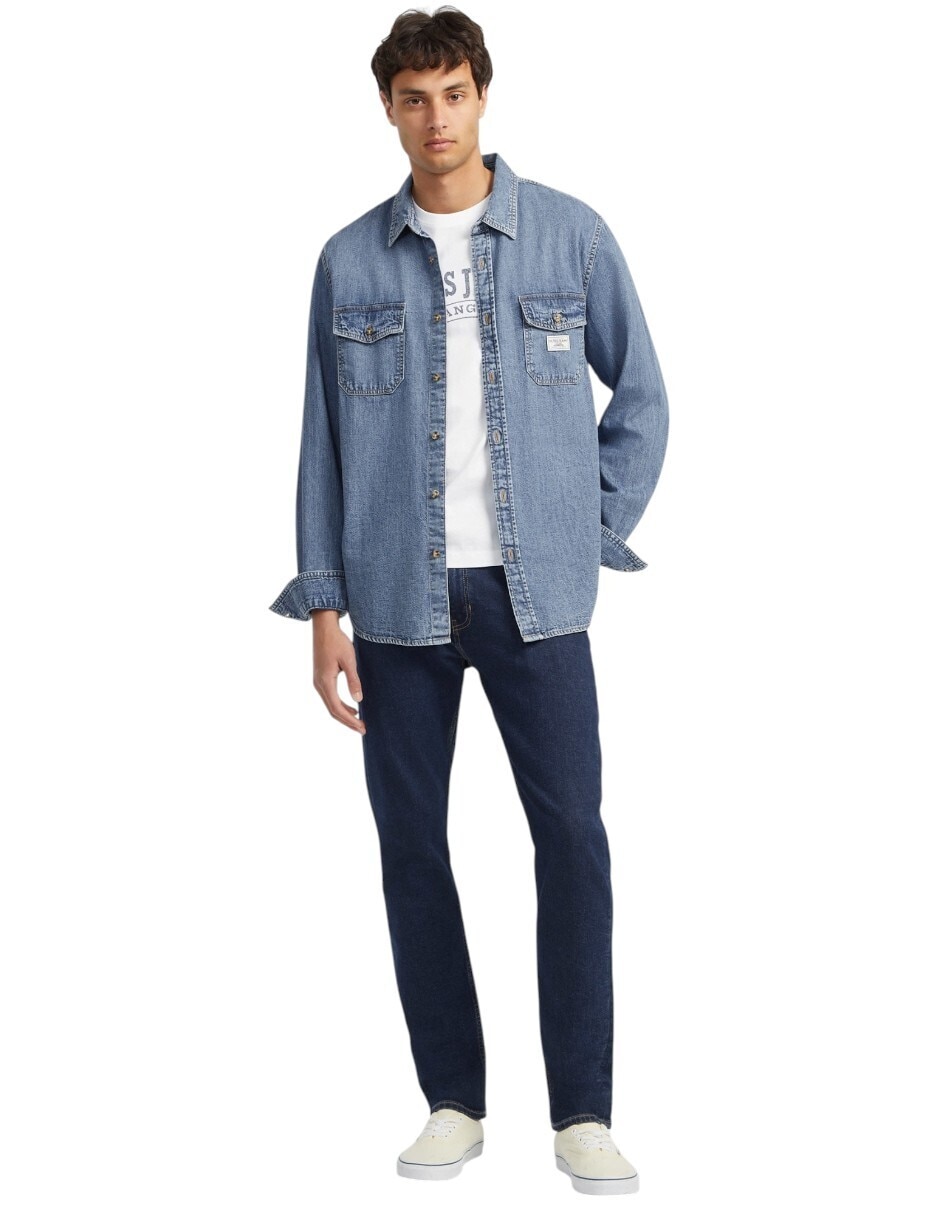 Jeans slim lavado deslavado para hombre 2