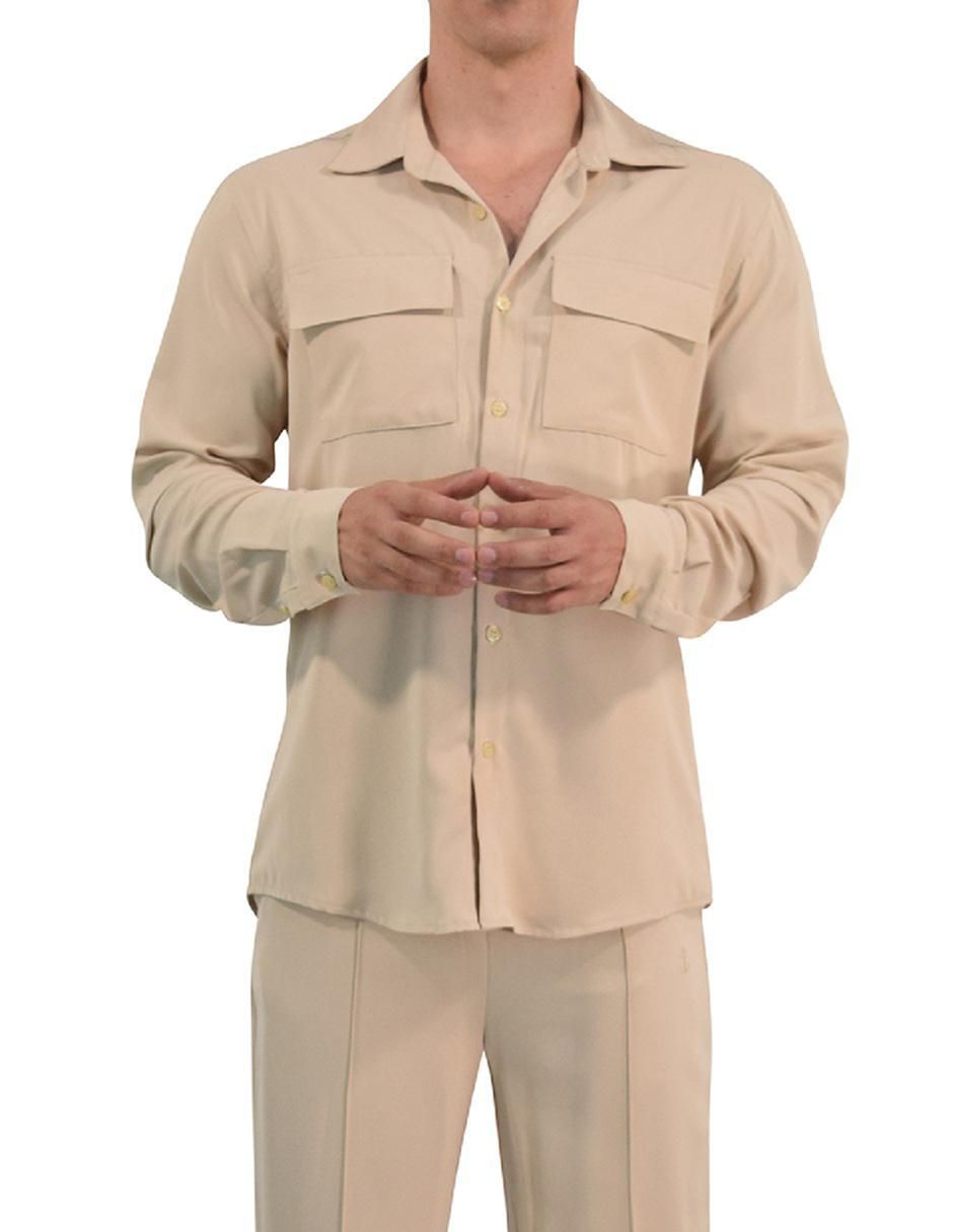 Camisa casual John Leopard manga larga para hombre