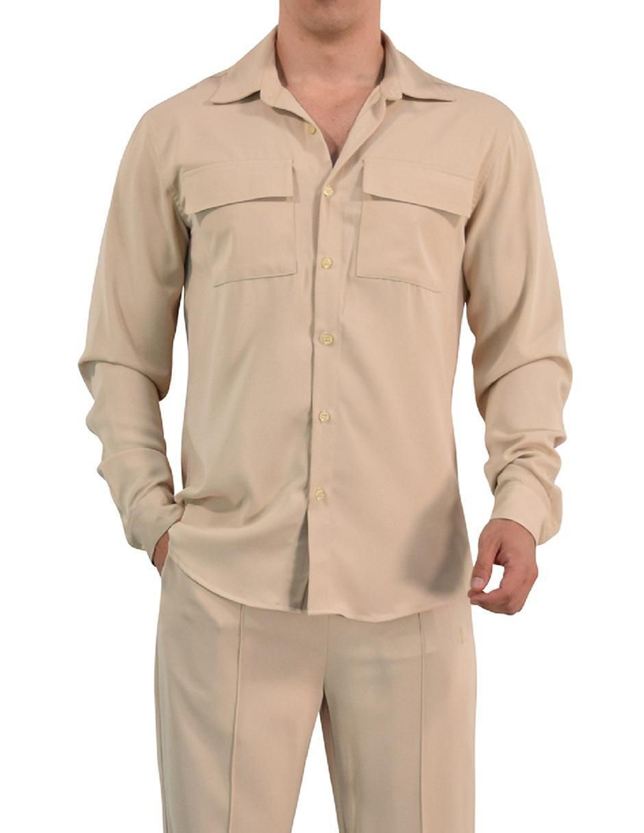 Camisa casual John Leopard manga larga para hombre