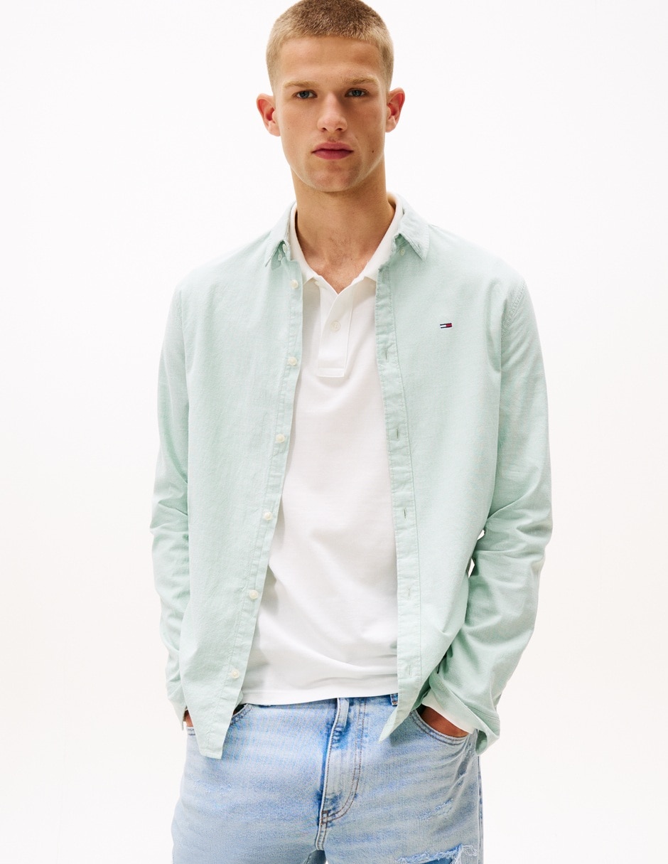 Camisa casual de algodón manga larga para hombre